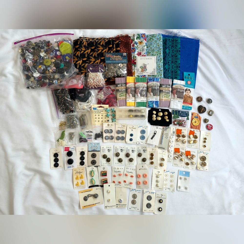 Assorted Sewing Supplies and Buttons